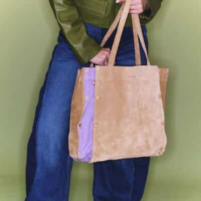 Cabas joseph  Cuir Off White Lavande