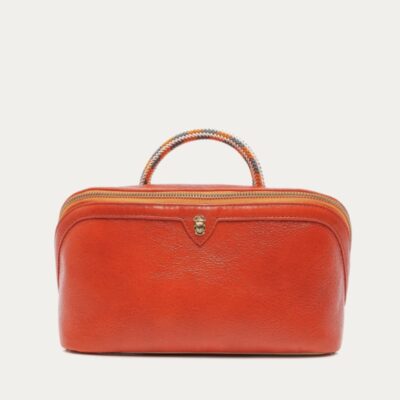 Trousse de Toilette Charlotte Cuir Coquelicot