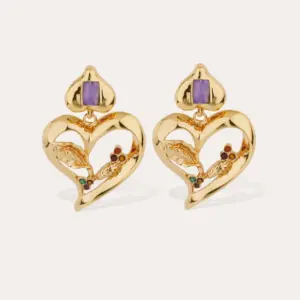 Boucles d'oreilles Odalys dorées - Améthyste