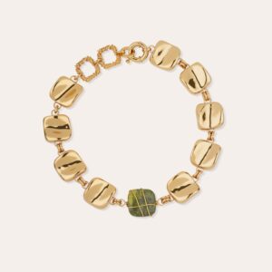 Collier Square Rainbow doré - Vessonite