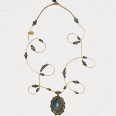 Collier Court Tibétain Labradorite - Mix Saphir
