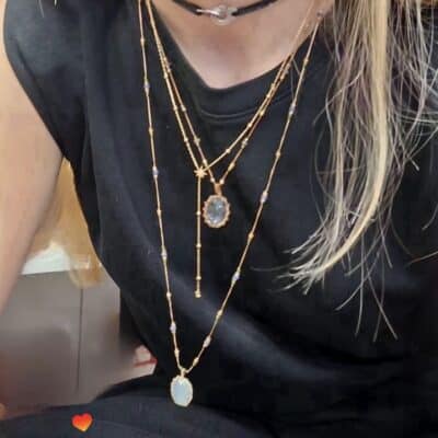 Sautoir tibétain Moonstone - Mix Saphir