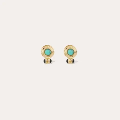 Boucles d'oreilles puces Amarante mini dorées - Turquoise