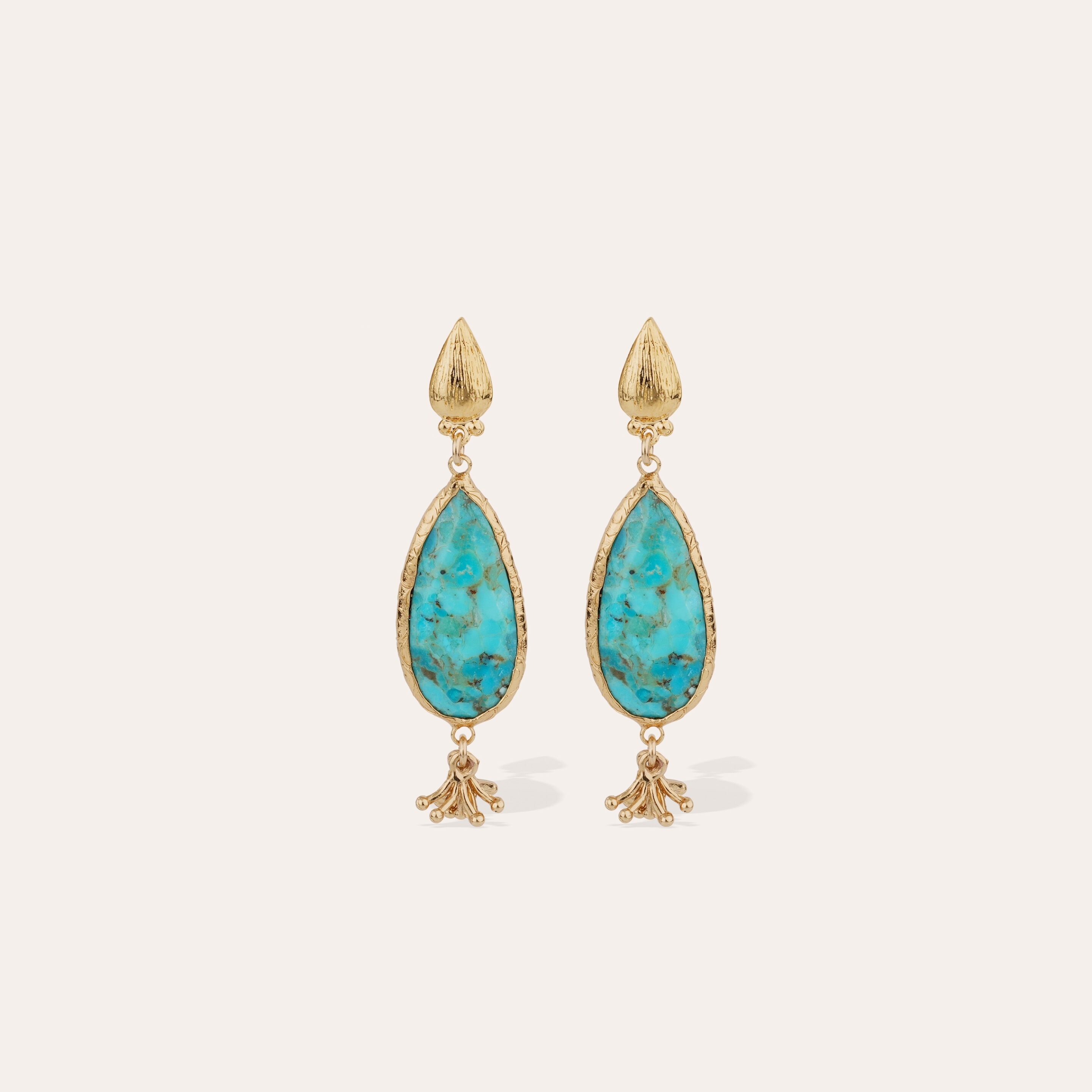 Boucles d’oreilles Serti Goutte petit modèle – Turquoise