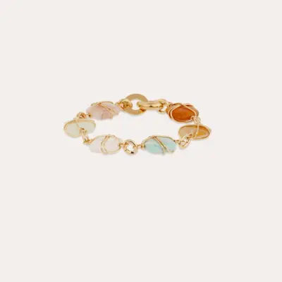 Bracelet Rainbow Square Multi doré - Cornaline, Cristal & Amazonite