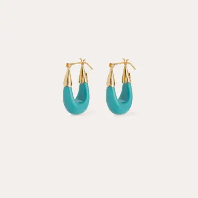 Boucles d'oreilles Ecume dorées - Turquoise