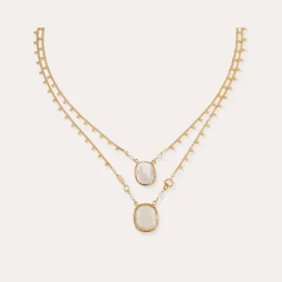 Collier Ovo scapulaire - Nacre blanche