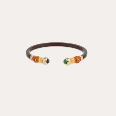 Bracelet Sari acétate - Marron - Malachite - Edition limitée Métal doré
