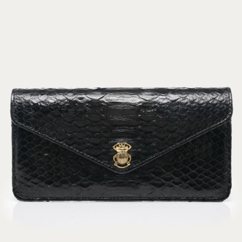 Portefeuille Alex Long Python Noir