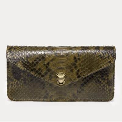 Portefeuille Alex Long Python Kaki