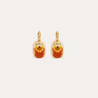 Boucles d'oreilles Scaramouche émail Métal doré