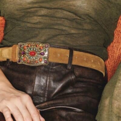 Ceinture Ecu Veau Velours Tabac
