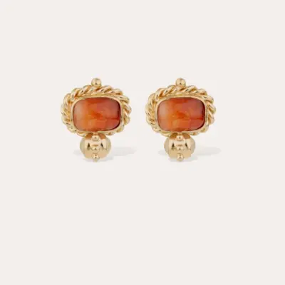 Boucles d'oreilles Amarante cabochons Cornaline Métal doré