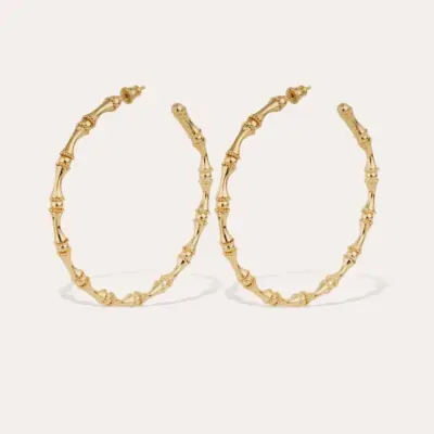 Boucles d'oreilles Bambou grand modèle Métal doré